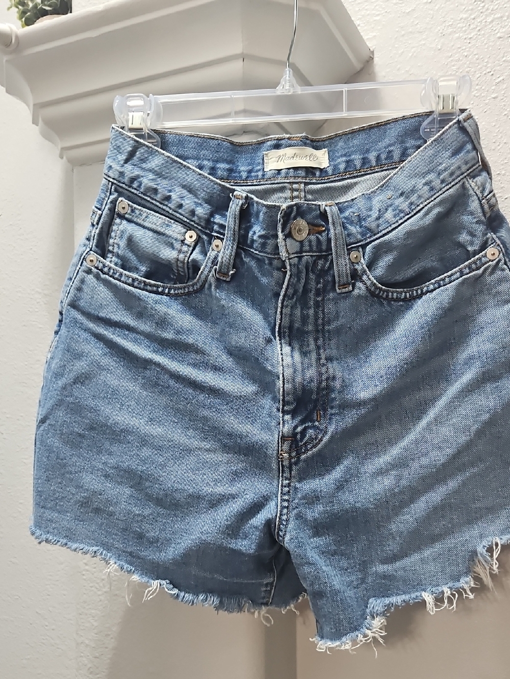 Madewell Light Blue High-Rise Denim Cutoff Shorts
